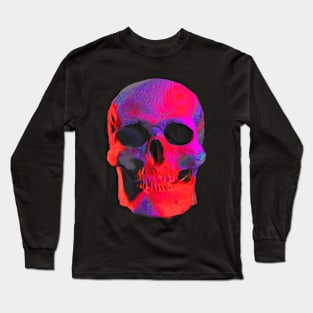 Bright Acid Glitch Skull Long Sleeve T-Shirt